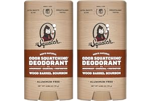 Dr. Squatch Naturalny dezodorant dla mężczyzn, 2-pak drewnianej beczki Bourbon – dezodorant męski bez aluminium (75 g, 2 sztuki)