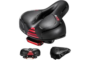 YOUNGDO Selle de Vélo Ultra Confortable, Selle Vélo avec Feu Arrière, Selle Velo Confortable avec Boule d'Amortisseur à Double Ressort, Imperméable, Doux, Respirant, pour Vélo de Ville/VTT