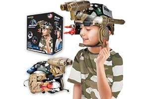 TACTIPRO Juego de comandante de casco SWAT del ejército para niños de policía. Incluye linterna de accesorios extraíbles, alcance LED megáfono, pistola de juguete de dardos y 4 prismáticos, para horas de