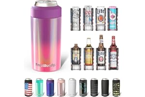 Frost Buddy Universal Can Cooler - Fits all - Stainless Steel Can Cooler for 12 oz & 16 oz Regular or Slim Cans & Bottles - Stainless Steel (Violethaze)