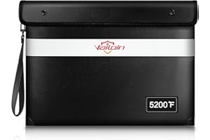 ‎VAILOIN 5200℉ Feuerfeste Tasche mit Reißverschluss,(34x28cm) Vailoin Dokumententasche Feuerfest Wasserdicht,Geldtaschen Banktasche,Dokumentenkoffer Aktentasche für A4 Dokumente,Passport(Schwarz)