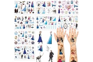 XINGSKY Frozen Tatouage Ephemere Enfant, 8 Feuilles Tatouage Reine des Neiges 180+ Tatouage Temporaire Enfant Décoration de Fête d'Anniversaire Tatouages ​​Frozen Temporaires pour Enfants