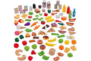 KidKraft Juego de Comida de Juguete de 115 Piezas Tasty Treats con Frutas, Verduras y Otras Delicias, Accesorios de Cocina o Supermercado Infantil, Juguetes de Alimentos para niños 3+ años (63330)