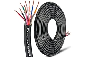 DARKGUARD Cable de Iluminación de Remolque 13 Hilos 0.5mm², 10M Cable Eléctrico Remolque para Caravana Camión RV, 12V/24V Redondo Flexible Cables de Cobre 13 polos, Aprobación RoHs Reach