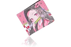 Roffatide Anime Demon Slayer Portfele ze sztucznej skóry Podwójny składany cienki portfel wielofunkcyjny portfel, Demon Slayer B, Talla única, Anime