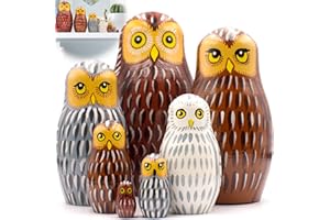 AEVVV Owl Nesting Dolls Set of 7 pcs - Matryoshka with Owl Figurines - Nesting Owl Dolls - Owl Gifts for Owl Lovers - Owl Decorations for Home - Owl Decor