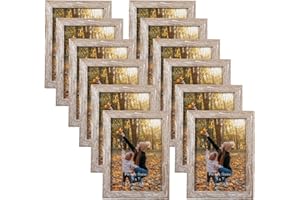EXYGLO Portafoto da Parete e da Tavolo, Cornice per Foto 13x18, Cornice Rustico, Decorazione per la Casa, Azienda, Scuola, Contengono 12 Cornici in uno set