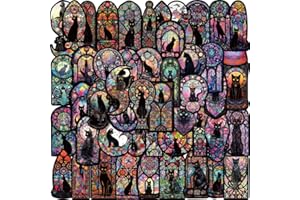 APAREAL Dunkle Gotische Katze Sticker 50 Stück Graffiti Wasserfeste Vinyl Aufkleber für Laptop Fahrrad Skateboard Motorrad Snowboard Koffer