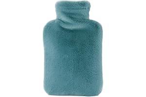 samply Hot Water Bottle - 2L Hot Water Bag with Furry Cover, Light Blue