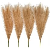FauXL Pack of 4 Pcs Artificial Flowers Faux Pampas Grass Small Fake Flower Plant for Home Decor, Office, Bedroom, Living Room