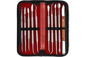 MOPOIN Modellierwerkzeug, 10 Stück Töpferwerkzeug Set Edelstahl Ton Werkzeug mit Tragetasche, Doppelendig Schnitzwerkzeug für Wachs, Keramik, Skulpturen