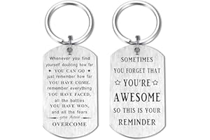 DEGASKEN Inspirational Gifts for Men -Sometimes You Forget You Are Awesome - Mindfulness Gifts for Him, Get Well Soon Gifts for Men Positive Keyring, Metal Engraved
