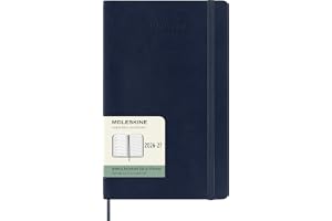 Moleskine Weekly Planner 2026 2027-18-Month Planner with Space for Notes, Soft Cover and Elastic Closure, Sapphire Blue Color, Large Size 13 x 21 cm