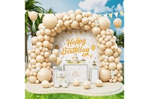 ROXISTAR Palloncini Albicocca, 143 Pezzi Dimensioni Diverse Beige Nudi Retrò Arco di Palloncini Kit con Nastro per Ragazze Ragazzi Festa di Compleanno Matrimonio Battesimo Baby Shower Laurea Natale Decorazioni