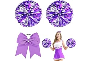 Meanju 3 Piezas Pompoms Animadoras, Pompones de Animadora con Morado, Pompones Animadora, Cheerleader Pompom para Deportes Team Spirit Cheering Reemplazo para Fiestas Pompones Deportivos (Violeta)