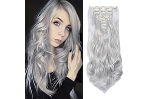 Cybelleza Dopinki do przedłużania włosów z klipsem, zestaw 8 części, falowane, zagęszczanie włosów, jak prawdziwe włosy, sztuczne włosy, kręcone, falowane, odporne na wysokie temperatury, długie,