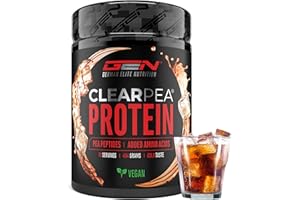 ‎GEN GERMAN ELITE NUTRITION ClearPea® - Clear Protein Vegan - Lecker & erfrischender veganer Eiweiß-Shake - Veganes Eiweißpulver aus Erbsenproteinhydrolysat Peptide - Clear Whey Alternative (454 g, Cola)