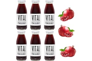 PRESSUICE Fresh Vital Pomegranate Juice not from concentrate - 6 bottles pack x 250 ml Fruit Juices NFC - Natural Pressed Semi Sweet Drink - No added Sugar - Soft Refreshing drinks