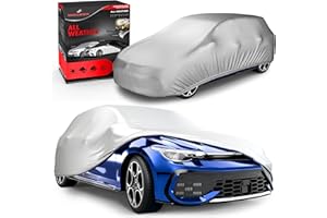 ‎WALSER Walser Abdeckplane Auto All Weather Basic, Abdeckplane wasserdicht, 100% wetterfeste Auto Abdeckplane, Autoabdeckung Outdoor, Auto Abdeckplane wasserdicht, Autoplane Vollgarage Größe M Silber