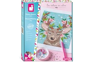 Janod - Deer Diamond Painting - Les Ateliers du Calme - Children’s Arts & Crafts Kit - Mastering Fine Motor Skills & Concentration - 8 Years +, J07948