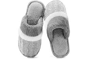 GOEWY Hausschuhe Damen Herren Winter Plüsch Wärme Pantoffeln Weiche Flache Memory Foam Home Rutschfeste Slippers