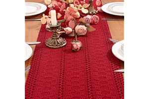 Dremisland Camino de Mesa de Algodón 30 x 240 cm Rojo Tapete Mesa Comedor Lavable Bohemio Mantel Centro de Algodón Centro de Mesa Decorativo Macramé para Navidad Bodas Fiestas Cocina Comedor