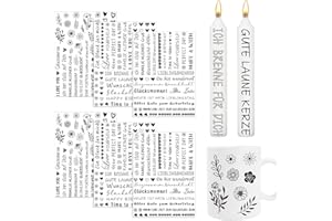 Yomover Wassertransferdruck Kerzentattoos, 6 Stück Liebe Wasserschiebefolie Kerzen Tattoo, Geburtstag Kerzenaufkleber, Entspannen Kerzenfoile Kersensticke für DIY Kerzen Dekorieren