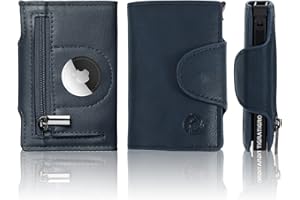 TIGRATIGRO Tygrys] Ekranowany uchwyt karty kredytowej, portfel dla mężczyzn i kobiet, antyklon z ochroną Rfid, kieszeń na monety na zamek, niebieski, 10cm*7cm*1.5cm, Dwa drzwi Kompatybilny Airtag