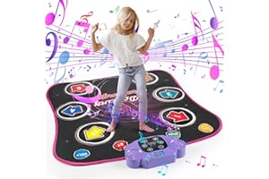 Euakee Mata do tańca dla dzieci od 3-12 lat, mata do tańca dla dzieci z 5 trybami gry i 3 poziomami wyzwań, mata muzyczna ze światłami LED (fioletowa)
