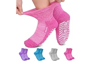 LOFIR Diabetic Socks for Women Men: Bamboo Extra Elastic Non-Slip Slipper Socks with Padded Wide Top Grip Loose Fit & Breathable Seamless for Swollen Feet Elderly Hospital 6-14 4 Pairs