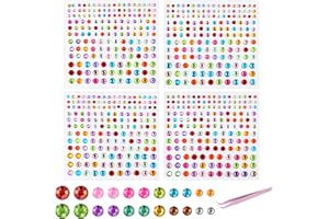 Vicloon Diamantes de Imitación Autoadhesivos, 660 Piezas/4 Hojas Brillantes Pegatinas Multicolor con Pinzas para Maquillaje, Arte de Uñas, Álbumes de Recortes