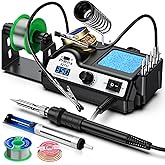 Soldering Iron Kit, Preciva 927II Welding Station Set with 2 Helping Hands, 90-480℃ Temp Adjustable, 60W LCD Solder Station w