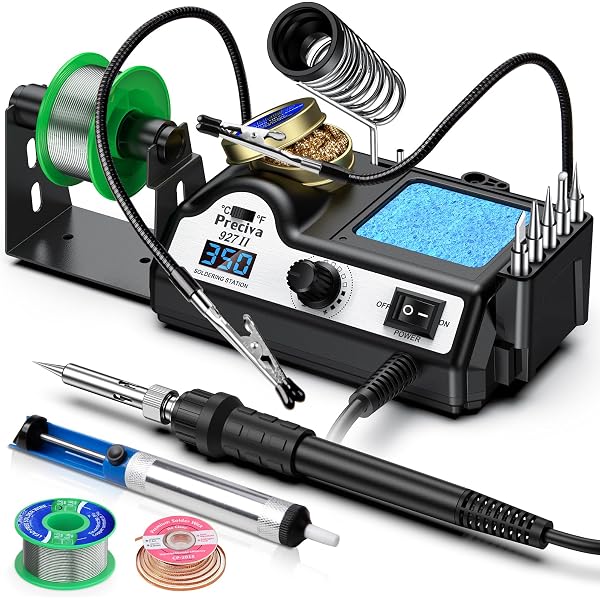 Kit Fer à Souder 80W Avec Température Réglable LCD - Inclut 5 Buses, Pompe à Désouder, Étain - Parfait Réparation Et DIY - 4