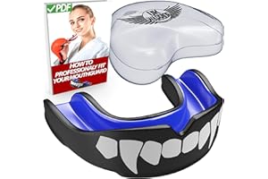 SENSHI JAPAN UK Warrior Vampire -Mundschutz/-Zahnschutz fur Kampfsport, Karate, Rugby - ideal fur Kontaktsportarten - 100% steril, Aufbewahrungsbeh im Lieferumfang enthalten, mit Anleitung schwarz/blau