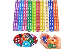 SPERMUOY Set de 100 Dés, Dés à 6 Faces de 12 mm, Jeu de Dés en Acrylique Transparent Multicolore, pour Les Jeux de société, Les Jeux de Maths, Les fêtes de Famille.
