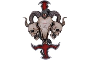 Nemesis Now James Ryman Devils Ram's Skull Petrine Cross Wall Plaque, Red, 30.5cm, B5304S0