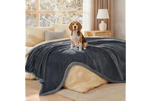 luciphia Couverture Imperméable pour Chien, Lavable Couverture pour Chien Chat, Plaid Anti Pipi Lavable Grande Taille, Protection de Canapé pour Chiens en Polaire Sherpa Gris L (145 * 165cm)