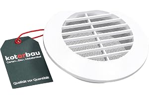 KOTARBAU® Ventilationsgaller ⌀ 100 mm rund fläns vit ventilation insektsskydd lamellgaller ventilationsgaller röranslutning frånluftsgaller galler ventilation plast väderskydd