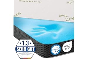 ‎MKS MKS.® Gel Topper 180x200 cm, H3 Matratzentopper mit 7 cm Gel-Memory-Schaum, KomfortKissen Matratzenauflage mit 3D-Luftstrom, Viskoelastische Matratzenauflagen mit abnehmbarem Bambusbezug