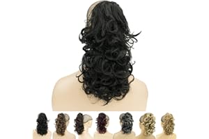 IMISSU Capelli ricci disordinati Estensioni dei capelli coda di cavallo con artiglio corto Clip coda di cavallo con ganascia in posticci per le donne (Nero)
