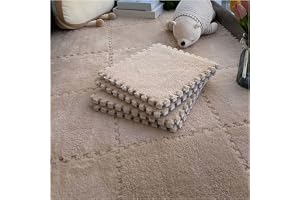Plysch sammankopplade mattplattor 12 x 12,10 mm tjock skummatta, pussellekmatta, mjuk golvmatta i ljusblå+lila – halkfri, ant