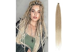TGYHCJBY 24-Zoll-Ombre-Blonde-Dreadlock-Extension 10 Strähnen Hippie Single Ended Dreads Synthetische Dünnen Dreadlock Für Frauen Handgemachte Weiche Dreads Haarverlängerungen(SE 10 Strands, 27/613)