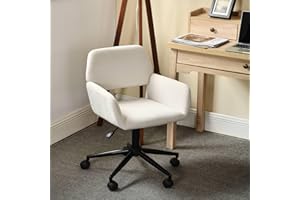 Urban Meuble Chaise de Bureau Scandinave en Roulant pivotant avec accoudoirs, Metal, Beige, 35 x 56 x 85cm