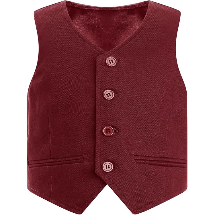 Gilet Costume Garçon - Sans Manches, Boutonné | Pour Mariage, Cérémonie | Taille 1-16 Ans | 100% Polyester