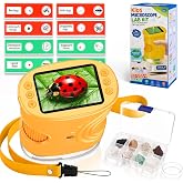 Microscope for Children with 1000X Magnification, Gift Toys Children 3-12 Years Photos and Videos, Portable Microscope with 1