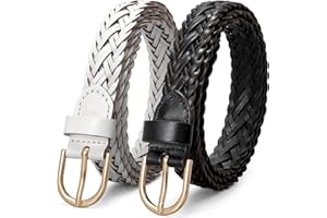 JasGood Damski modny skórzany pasek do dżinsów, spodnie, sukienka ze złotą klamrą