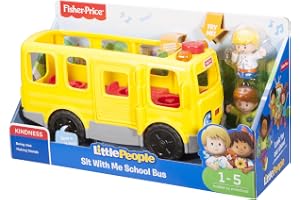 Fisher-Price Little People Le Bus Scolaire Jouet Enfant, 2 figuriner, avec Contenu Musical, Phrases et Sons, 12 Mois et Plus, FKW98