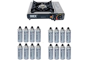 IMEX Fornello a gas con valigetta con 16 bombolette di gas