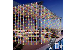 Acxilexy Solare Tenda Luminosa Esterno, 3 * 3metro 300 LEDs Solare Luci Stringa, 8 Modalità Luci Tende con Telecomando, Impermeabile Tenda Catena Solare per Giardino, Matrimonio, Tetto Decorazione
