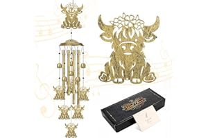 ‎XIALVYU Xialvyu Metall Hochlandrind Windspiel, Hochlandrind-Dekor Garten, Gartendeko für Draußen, Hof, Terrasse und Verandas, für Frauen Männer Gedenkgeschenk